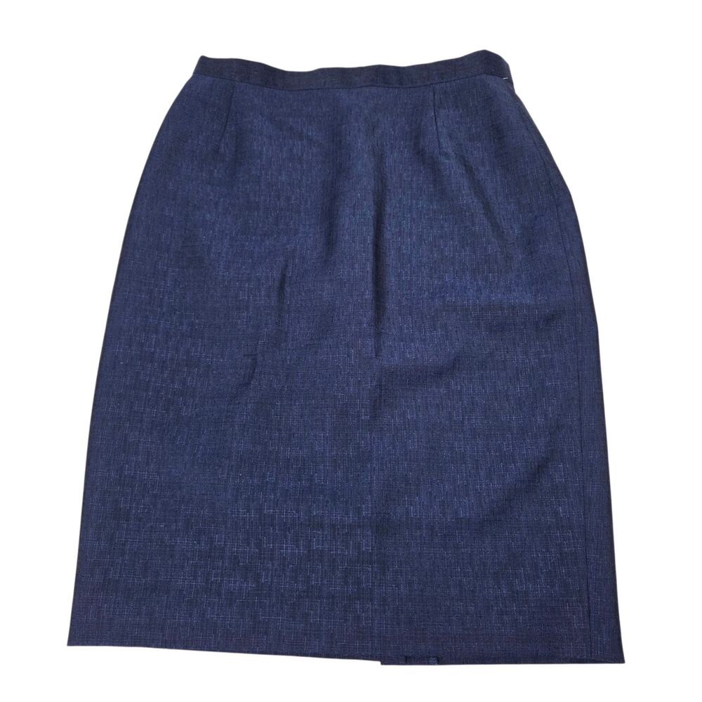 Escada Blue Pencil Skirt Tweed Wool Blend Textured Lined SZ 38 Career